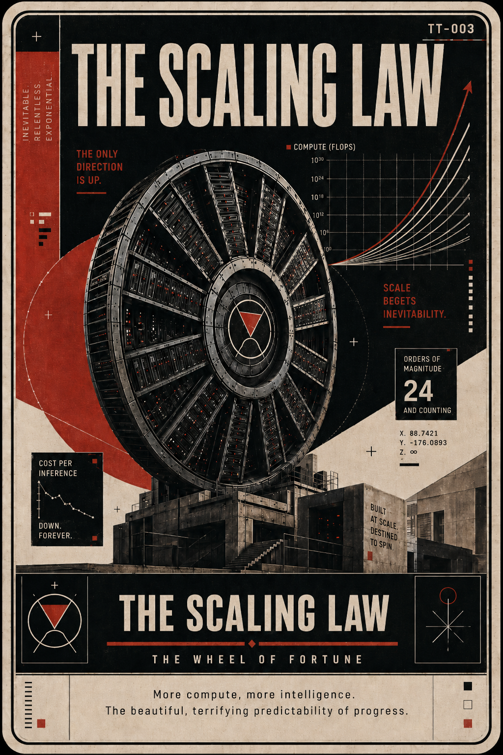 Tech Tarot card TT-003, The Scaling Law — The Wheel of Fortune