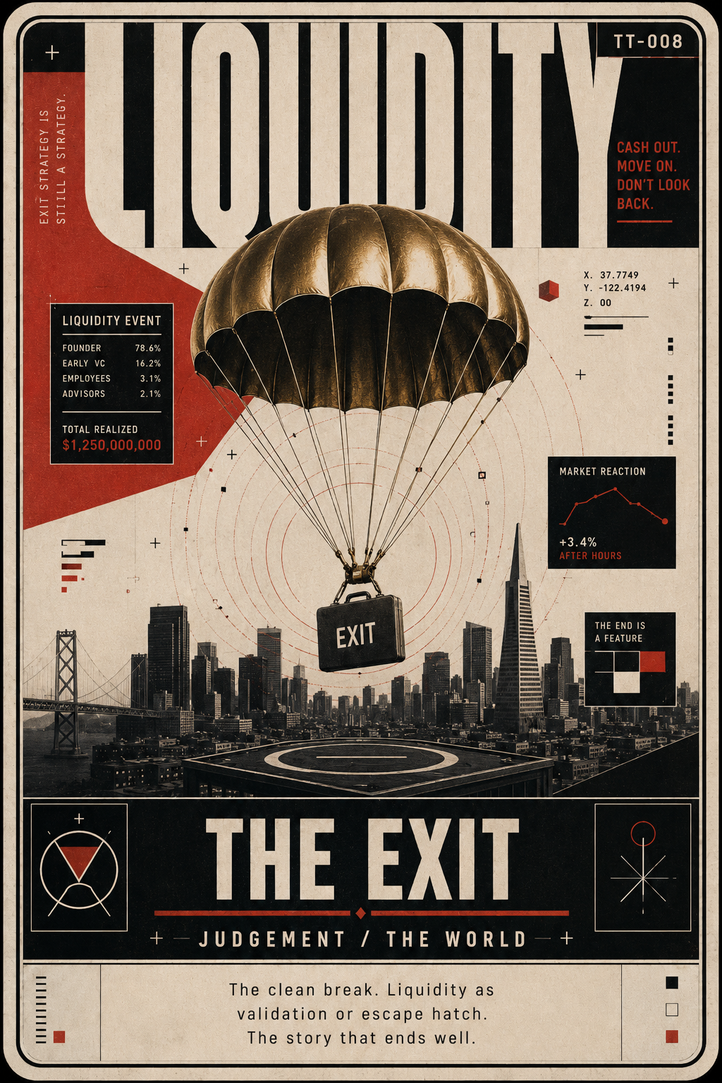 Tech Tarot card TT-008, The Exit — Judgement / The World