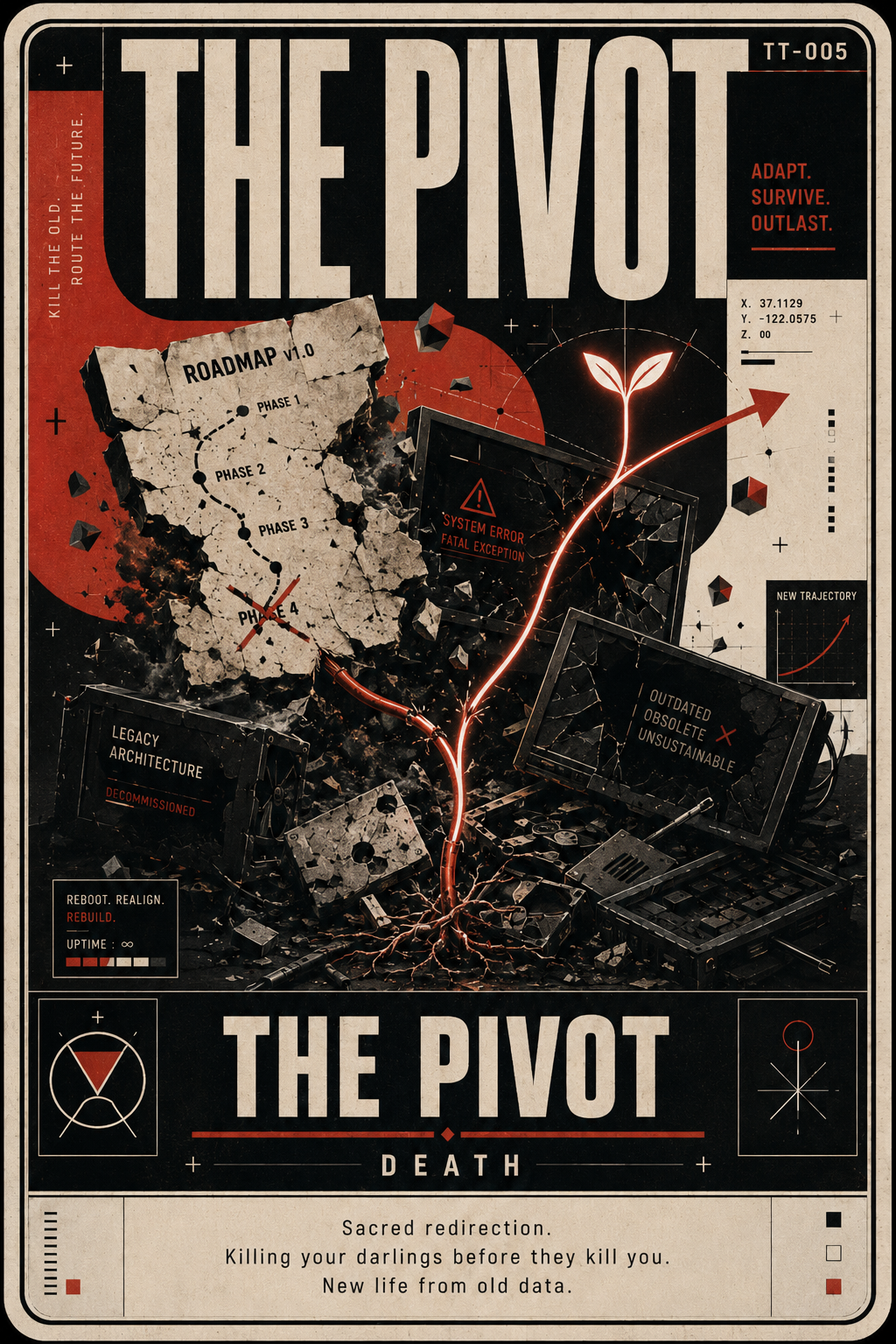 Tech Tarot card TT-005, The Pivot — Death