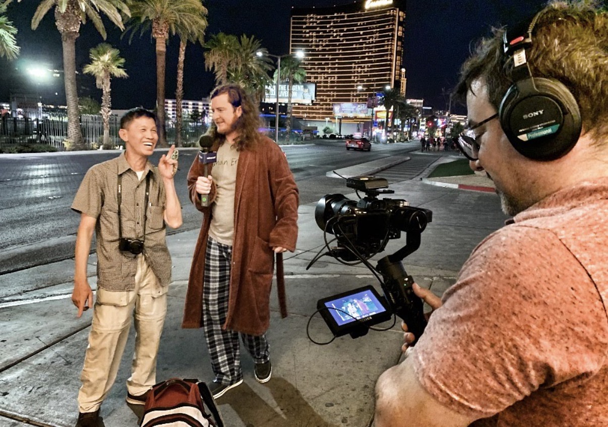 Bret Kerr shooting a Mimecast spot at Black Hat in Las Vegas with Human Error.